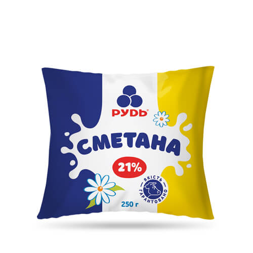 Сметана РУДЬ 21%, 250г, плівка поліетиленова